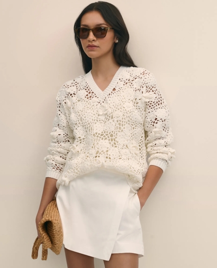 Cotton Openwork Hand Crocheted Sweater, image 1