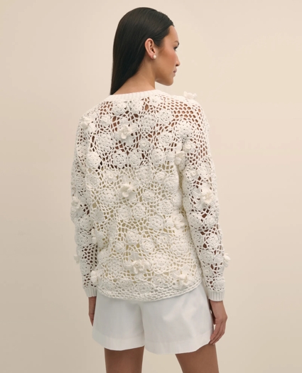 Cotton Openwork Hand Crocheted Sweater, image 5