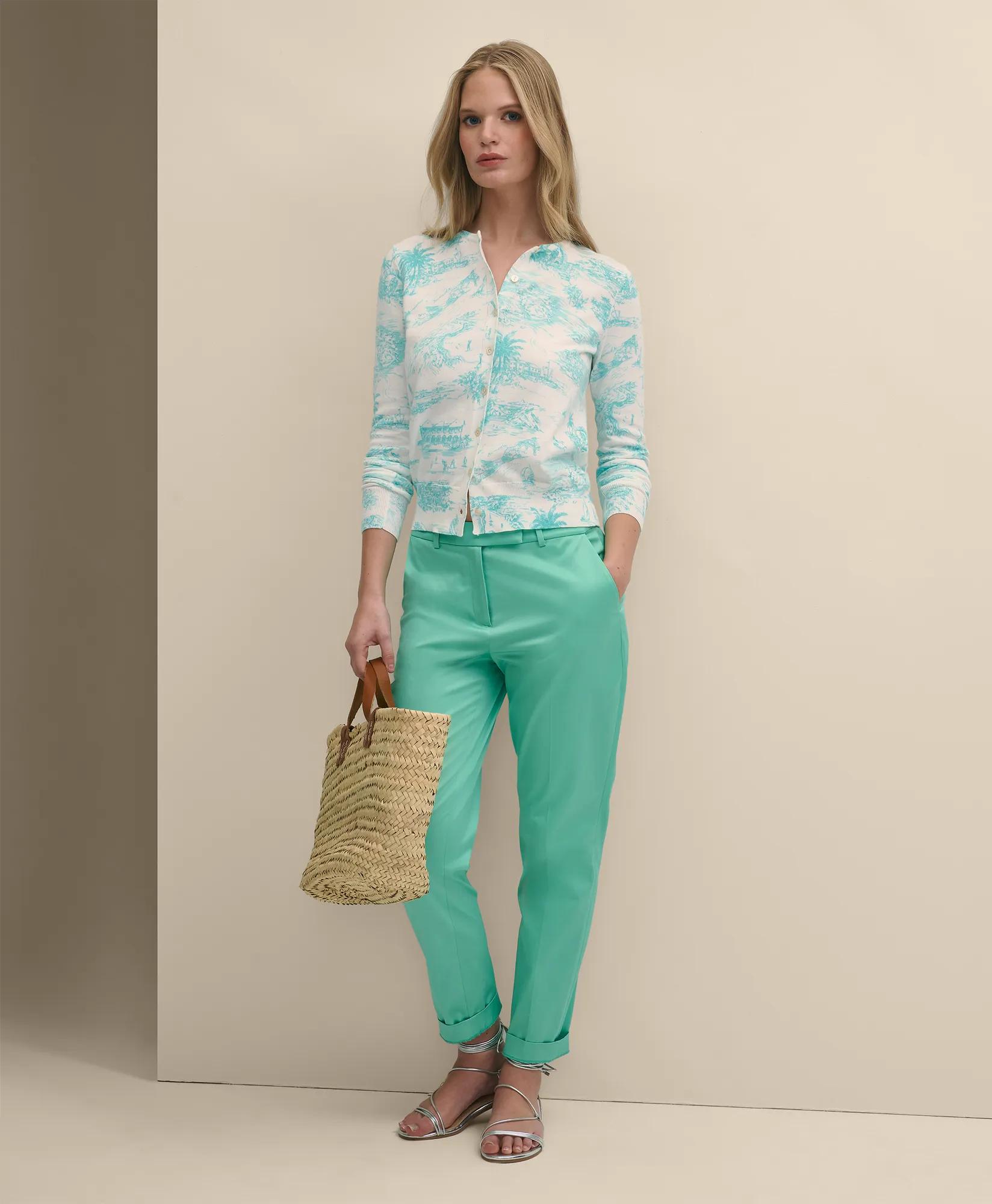 Cotton Bermuda Toile Cardigan Sweater