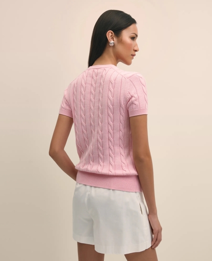 Supima® Cotton Cable Short-Sleeve Sweater Shell, image 5