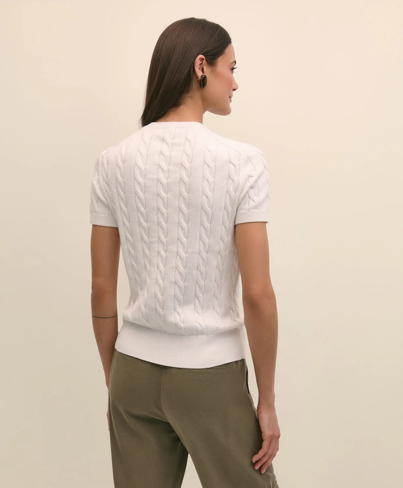 Supima® Cotton Cable Short-Sleeve Sweater Shell, image 4