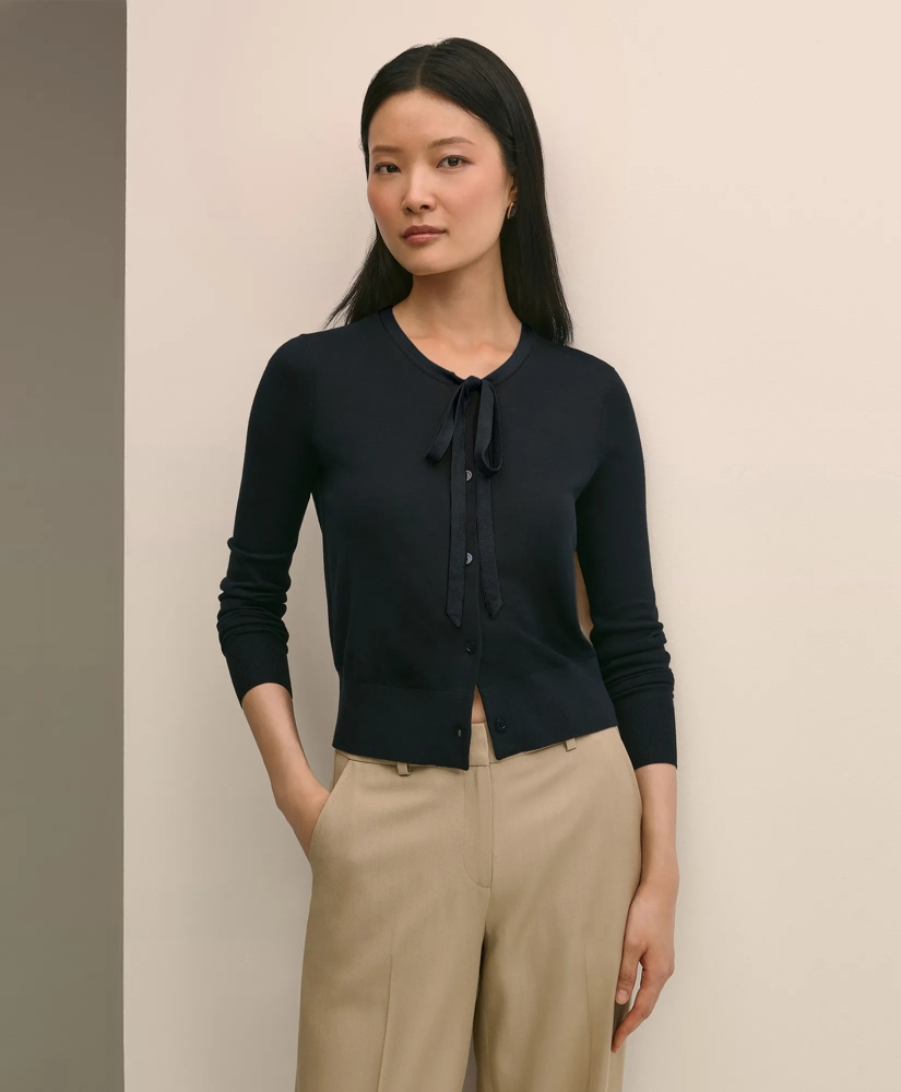 Silk-Blend Bow-Neck Cardigan