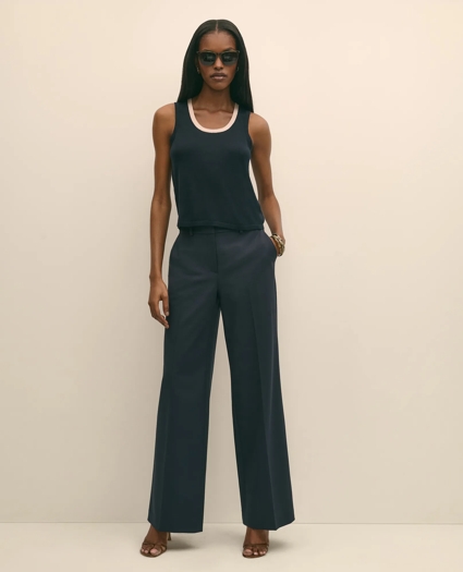 Silk-Blend Tipped Sleeveless Sweater Shell, image 2