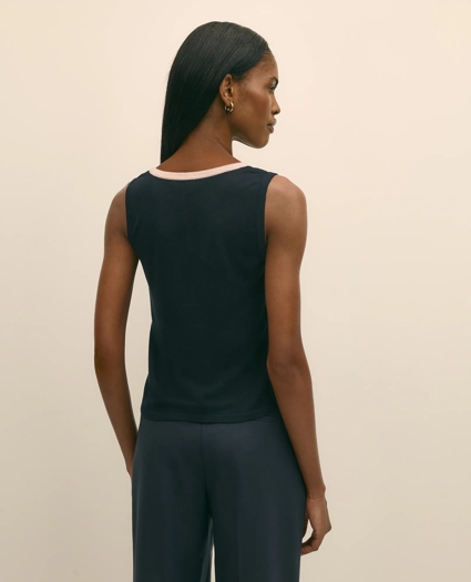 Silk-Blend Tipped Sleeveless Sweater Shell, image 4