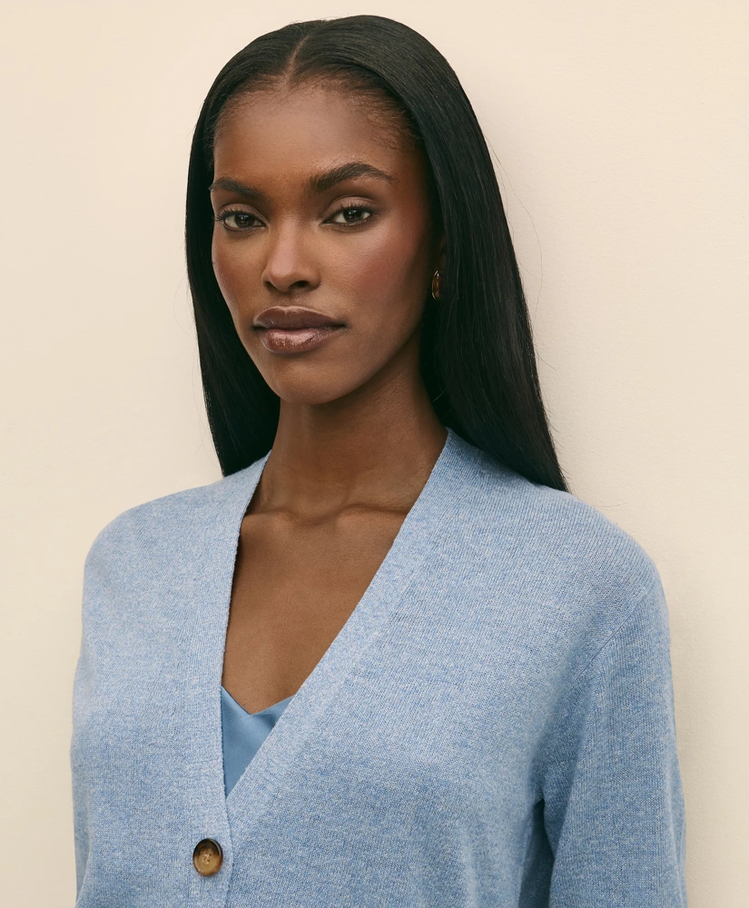 Silk Marled Knit Relaxed Cardigan, image 3