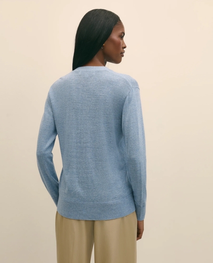 Silk Marled Knit Relaxed Cardigan, image 4