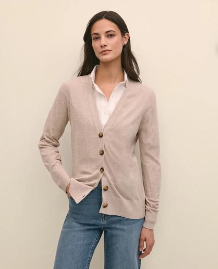 Silk Marled Knit Relaxed Cardigan, image 1