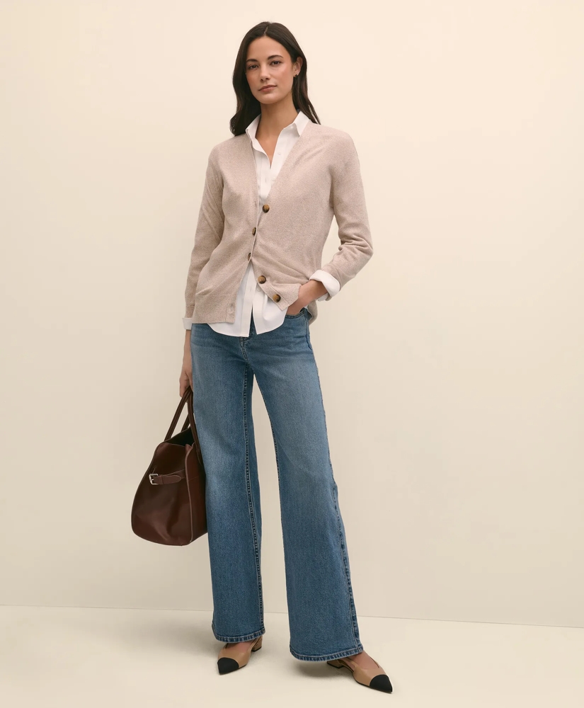 Silk Marled Knit Relaxed Cardigan, image 2