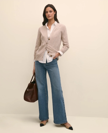 Silk Marled Knit Relaxed Cardigan, image 2