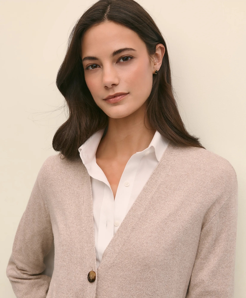 Silk Marled Knit Relaxed Cardigan, image 3