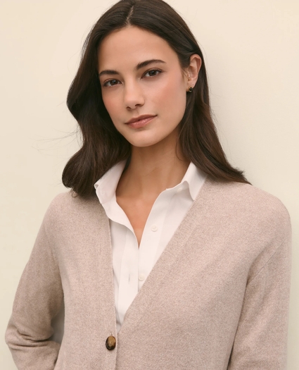 Silk Marled Knit Relaxed Cardigan, image 3