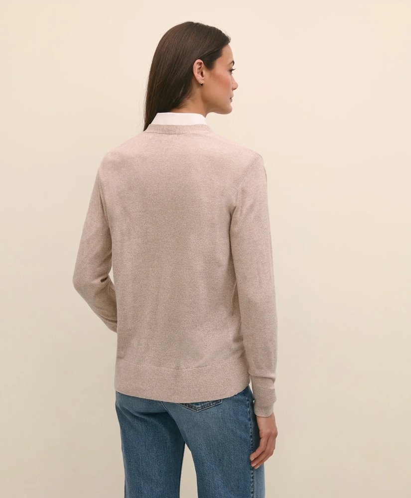 Silk Marled Knit Relaxed Cardigan, image 4