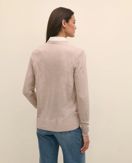Silk Marled Knit Relaxed Cardigan, image 4
