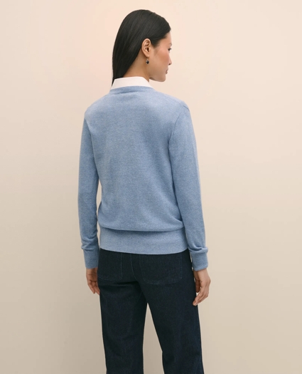 Silk V-Neck Marled Knit Relaxed Sweater, image 4