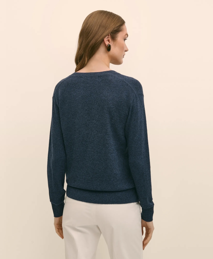 Silk V-Neck Marled Knit Relaxed Sweater, image 4