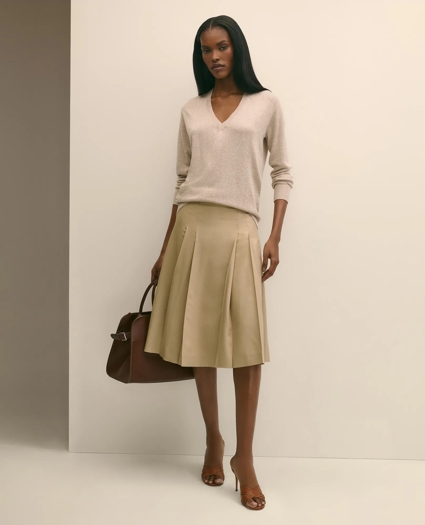 Silk V-Neck Marled Knit Relaxed Sweater, image 1