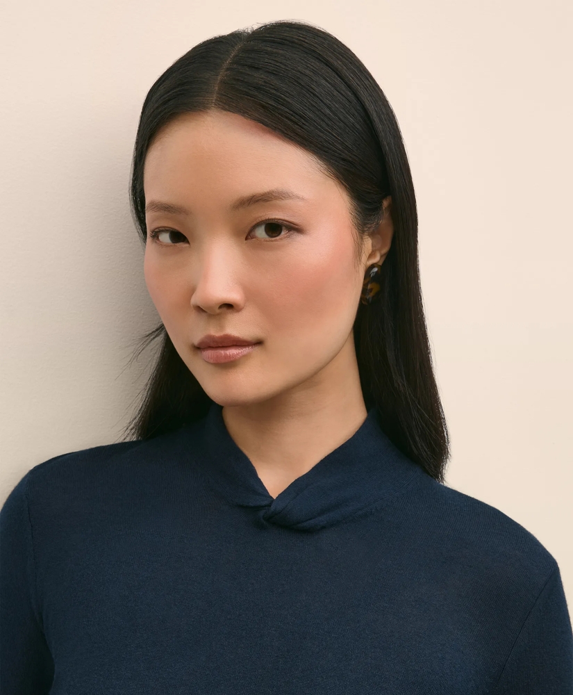 Silk Cashmere Twist Neck Sweater, image 3