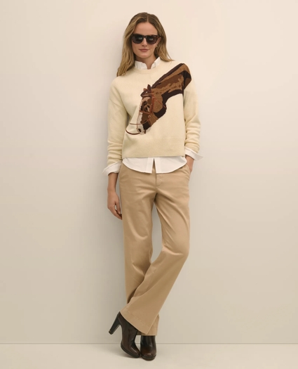 Merino Wool Horse Intarsia Sweater, image 2