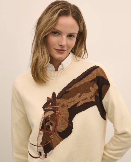 Merino Wool Horse Intarsia Sweater, image 3