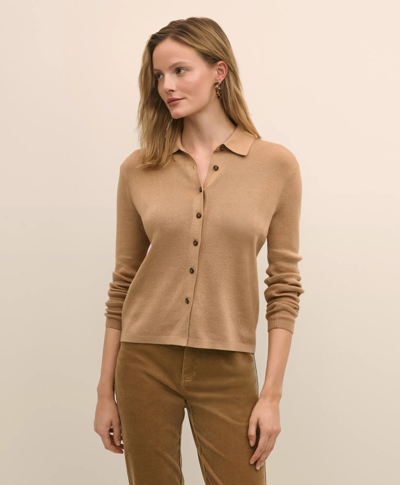 Mercerized Cotton Polo Cardigan