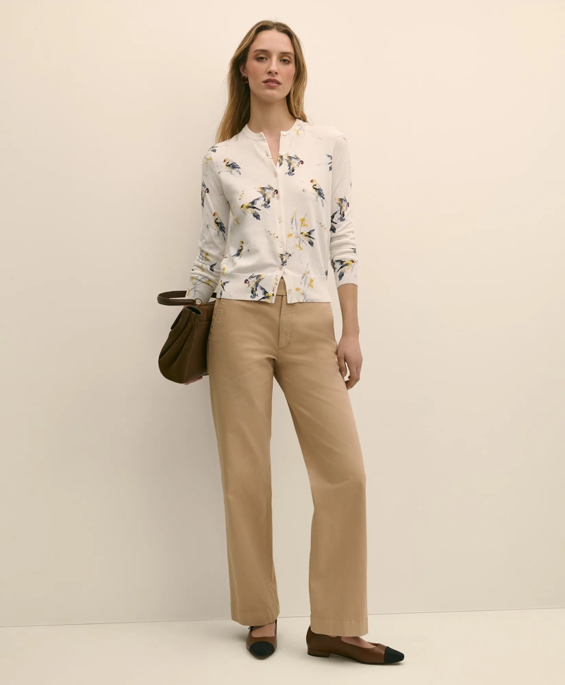 Cotton Cardigan in Bird Print, image 2