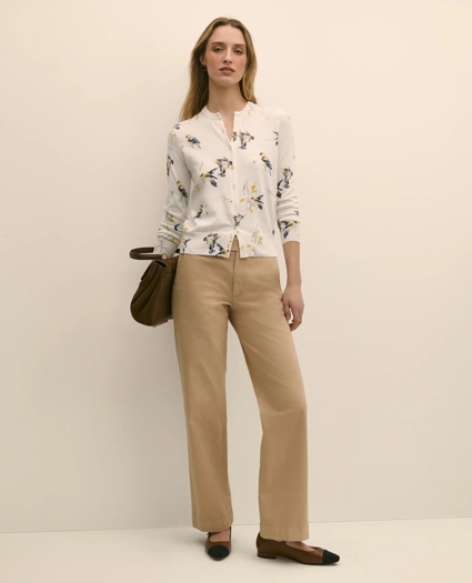 Cotton Cardigan in Bird Print, image 2