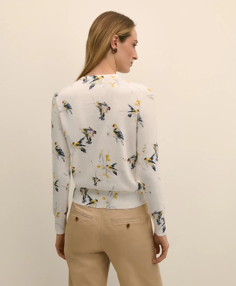 Cotton Cardigan in Bird Print, image 4