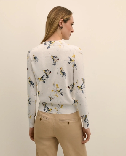 Cotton Cardigan in Bird Print, image 4