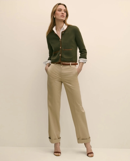 Brushed Merino Wool Suede Trim Sweater Jacket, image 2