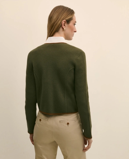Brushed Merino Wool Suede Trim Sweater Jacket, image 4