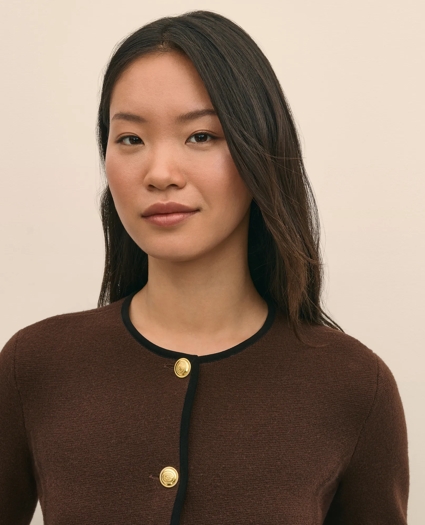 Brushed Merino Wool Suede Trim Sweater Jacket, image 3