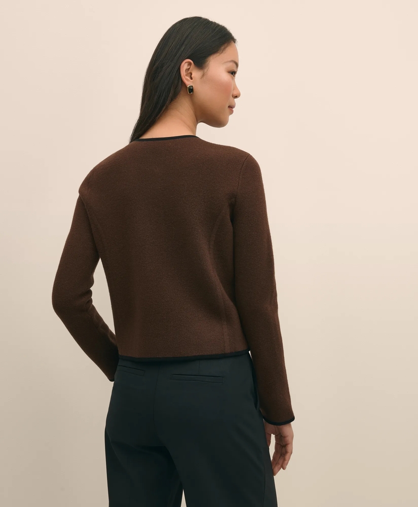 Brushed Merino Wool Suede Trim Sweater Jacket, image 4