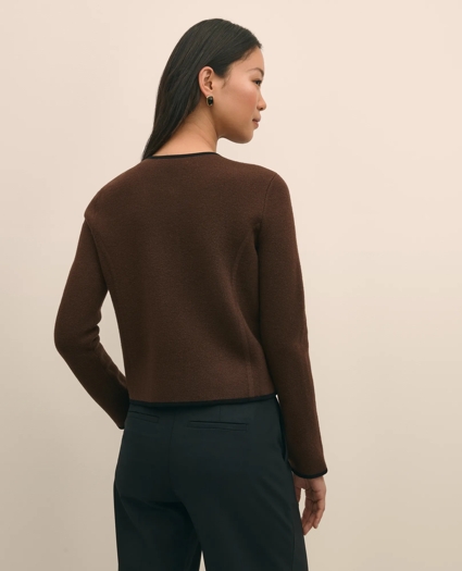 Brushed Merino Wool Suede Trim Sweater Jacket, image 4
