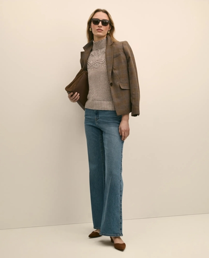 Wool Pointelle Open Knit Mock Neck Sweater, image 2