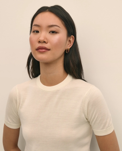 Ultimate Merino Wool Short-Sleeve Sweater Shell, image 3