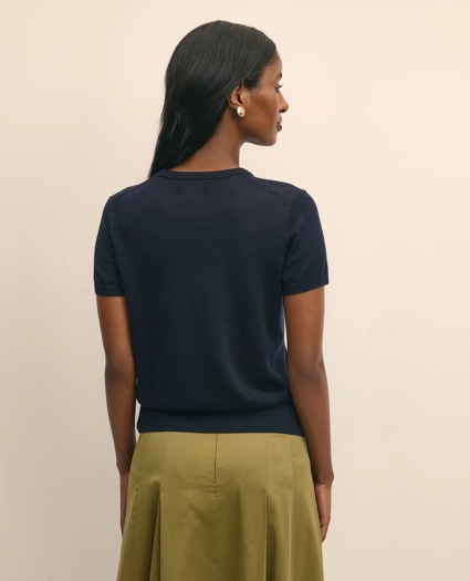 Ultimate Merino Wool Short-Sleeve Sweater Shell, image 4