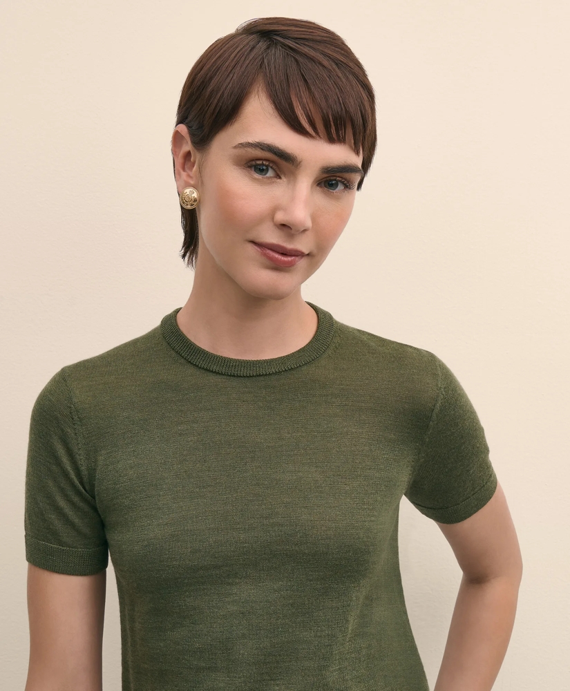Ultimate Merino Wool Short-Sleeve Sweater Shell, image 3