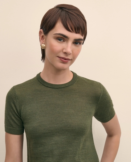 Ultimate Merino Wool Short-Sleeve Sweater Shell, image 3