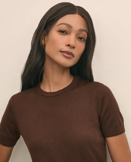Ultimate Merino Wool Short-Sleeve Sweater Shell, image 3