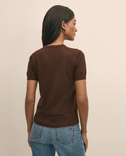 Ultimate Merino Wool Short-Sleeve Sweater Shell, image 4