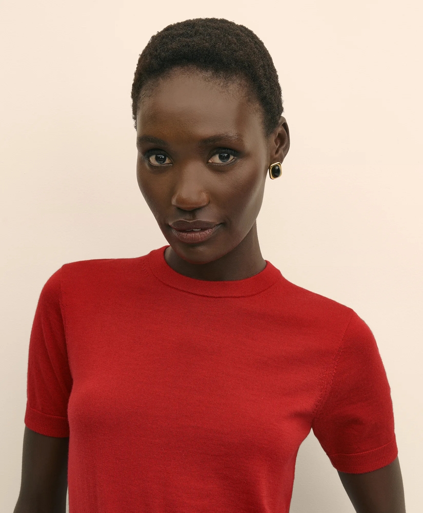 Ultimate Merino Wool Short-Sleeve Sweater Shell, image 3