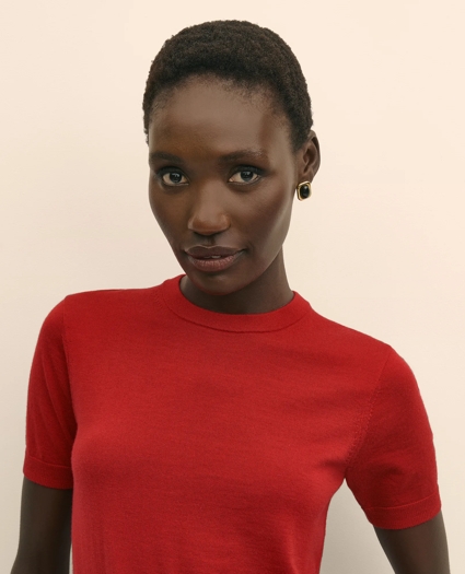 Ultimate Merino Wool Short-Sleeve Sweater Shell, image 3