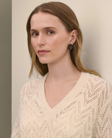 Alpaca-Wool Blend Pointelle Bell-Sleeve Sweater, image 3