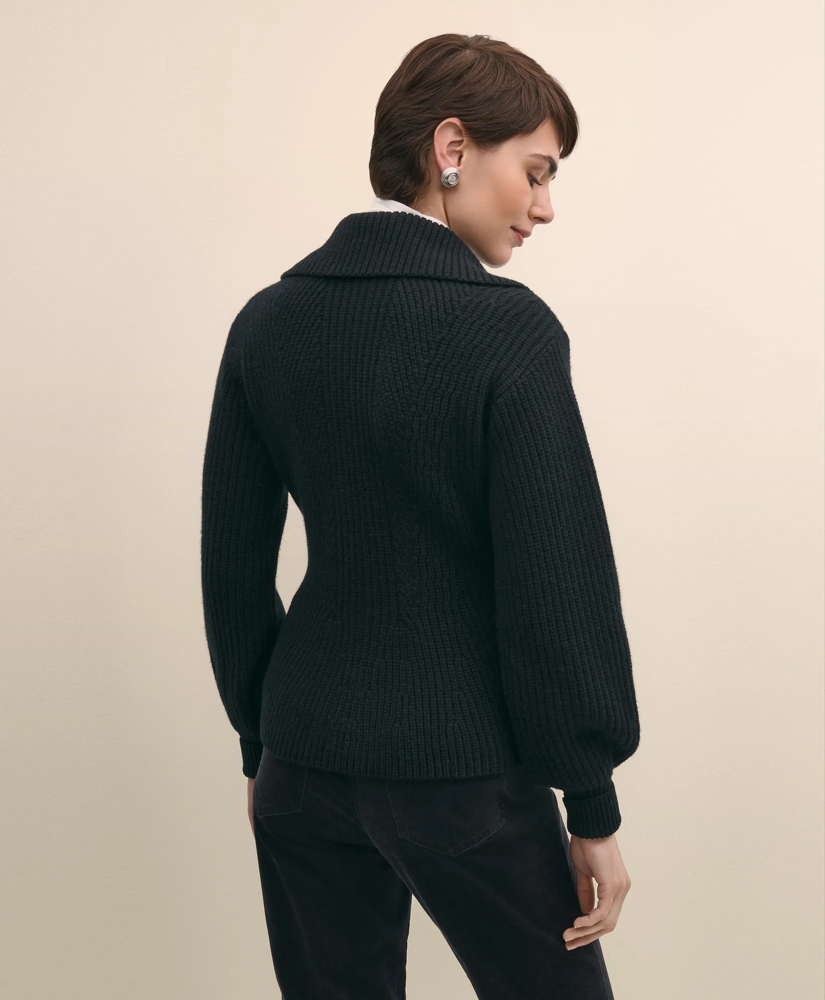Merino Wool Blend Peplum Zip Cardigan, image 4