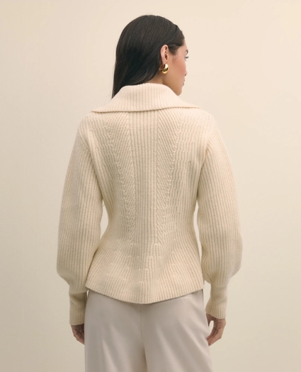 Merino Wool Blend Peplum Zip Cardigan, image 4
