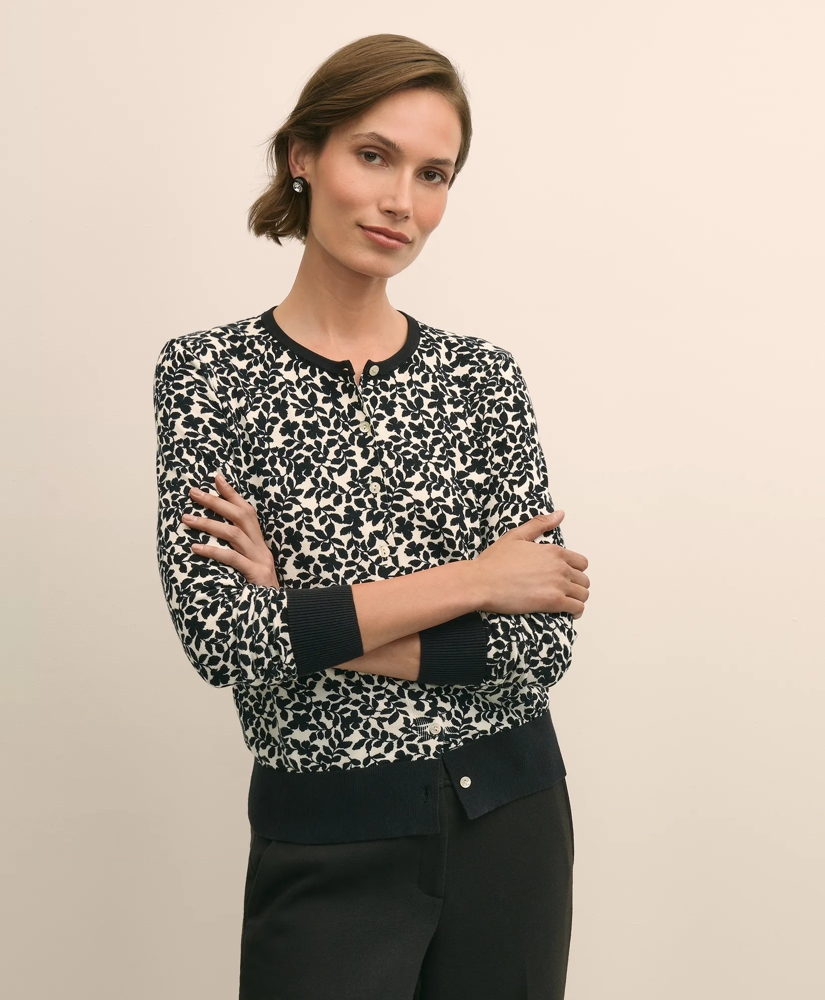 Leaf Print Cotton Cardigan