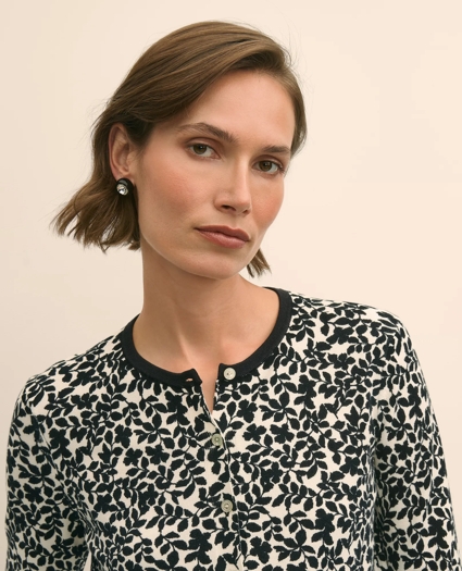 Leaf Print Cotton Cardigan, image 3