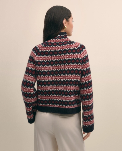 Wool Blend Funnel-Neck Fair Isle Sweater, image 4
