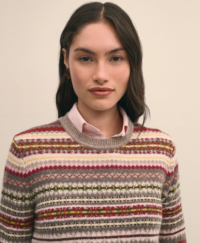 Lambswool Fair Isle Crewneck Sweater, image 3
