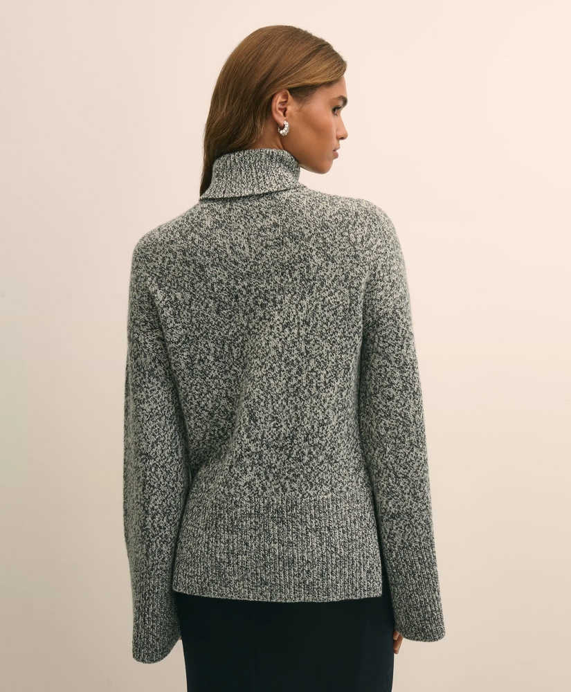 Merino Wool Blend Marled Cable-Knit Turtleneck Sweater, image 3